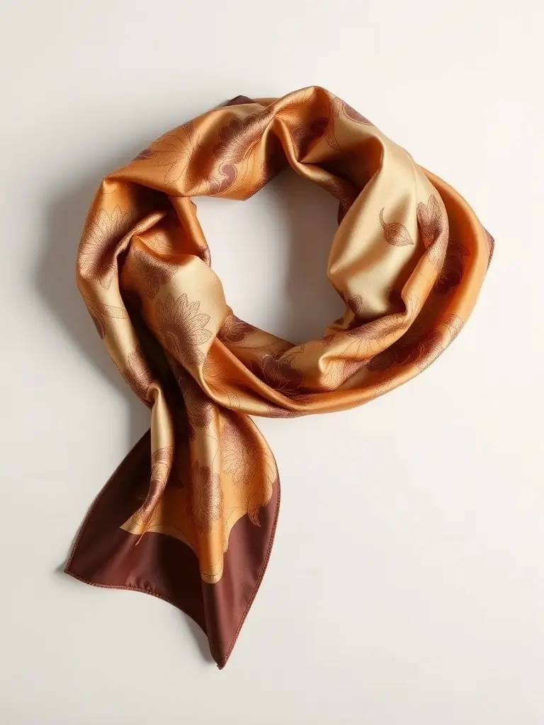 A close-up shot of a luxurious, cream-colored silk scarf, showcasing its delicate weave and subtle sheen, with a blurred background of a Canadian forest to emphasize its natural origins.