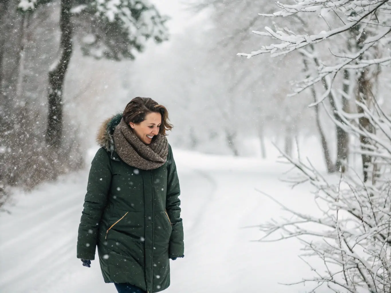An image of a chic silk blouse in earthy tones, styled with Canadian winter accessories, emphasizing eco-friendly fashion.